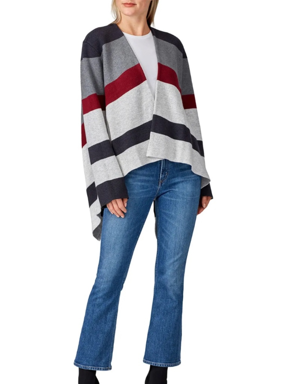 Thakoon Collective Cardigan Size Small Striped Front Drape Luxury (H)